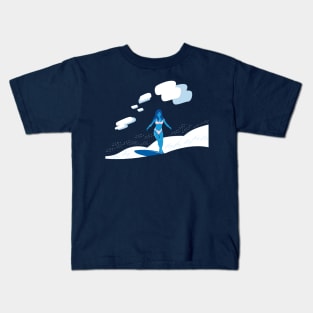 Blue Lady Surfing Kids T-Shirt